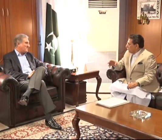 Minister of Foreign Affairs Shah Mehmood Qureshi held a meeting with the Prime Minister of Azad Kashmir Raja Farooq Haider in Islamabad