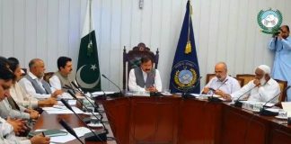 Mushtaq Ghani meeting with CEO PESCO at Provincial Assembly Conference Room, Peshawar