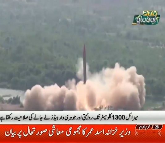 Pakistan successfully conducted Training Launch of Ghauri Missile System having a range of up to 1300 kilometres (08.10.18)