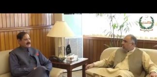Speaker KPK Assembly Mushtaq Ghani called on Speaker National Assembly Asad Qasier at Parliament House Islamabad (16.10.18)