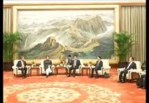 Prime Minister Imran Khan meets H.E. Li Zhanshu, Chairman National People's Congress (NPC) at Great Hall of the People in Beijing.