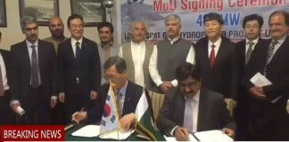 MoU signed between KP Government and Korean Company in CM Secretariat for the construction of 496 MW...