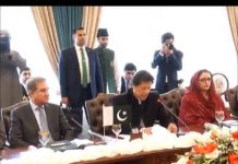 Prime Minister Imran Khan at Delegation level meeting with Crown Prince of Abu Dhabi and Deputy Supreme Commander of United Arab Emirates (UAE) Armed Forces Sheikh Mohammed bin Zayed bin Sultan Al-Nahyan in Islamabad